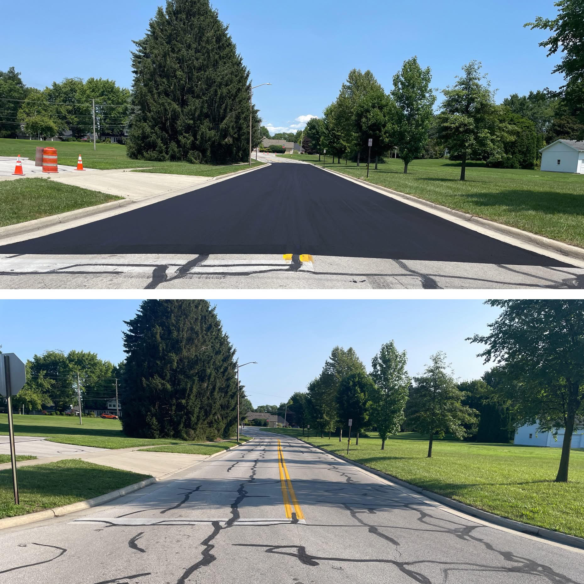 Before and after asphalt paving by Black Armor Property Maintenance
